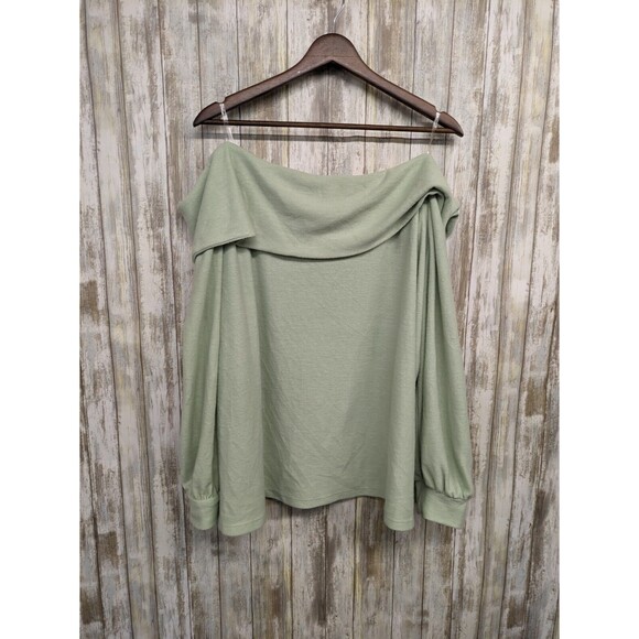a.n.a Cozy Off the Shoulder Long Sleeve Sweater Green Top Women's 3X NWT - Picture 1 of 11
